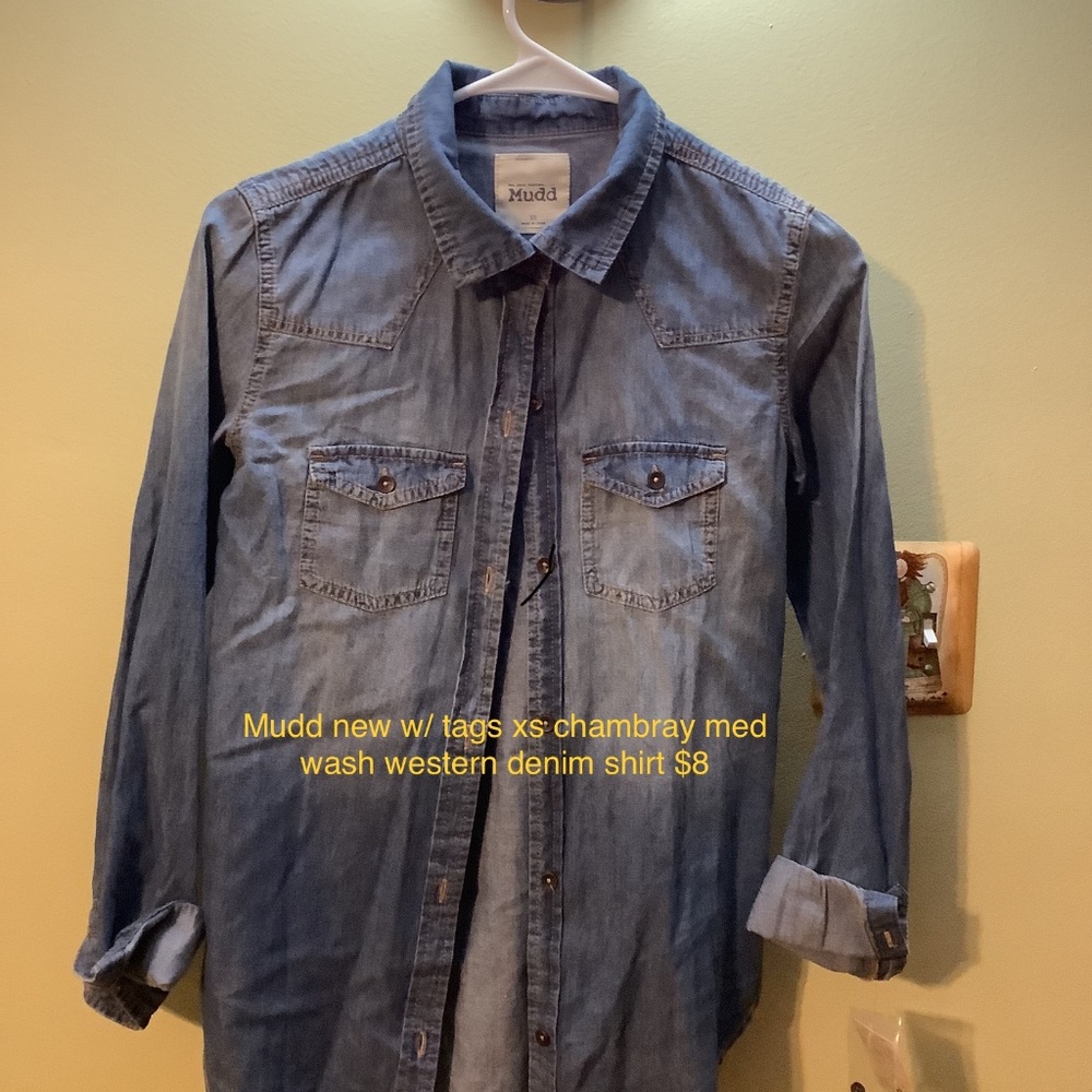 Mudd new w/tags xs chambray med was denim shirt